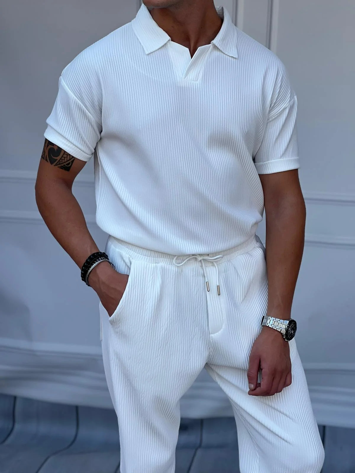 ENSEMBLE PANTALON & T-SHIRT CÔTELÉ