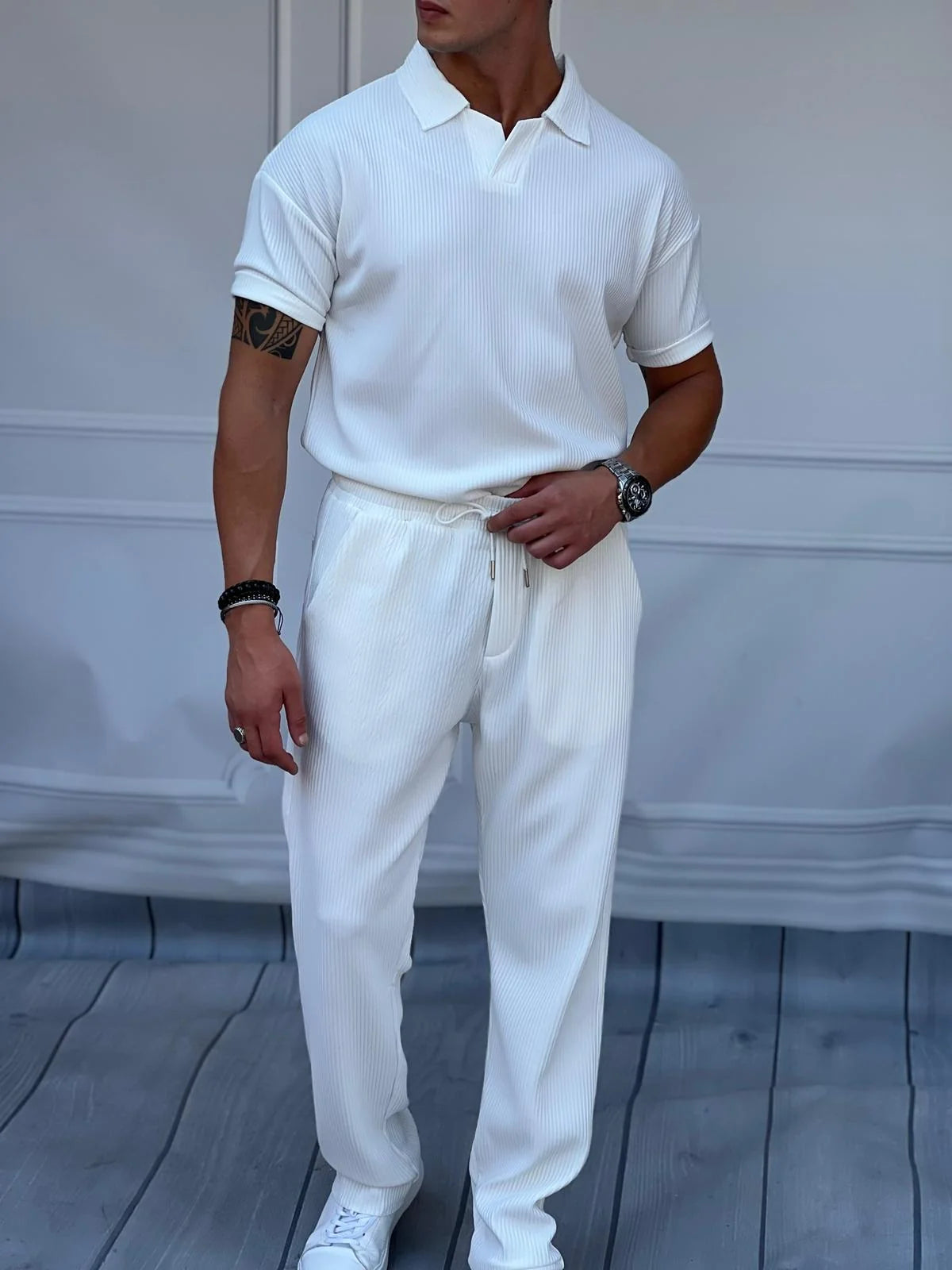 ENSEMBLE PANTALON & T-SHIRT CÔTELÉ