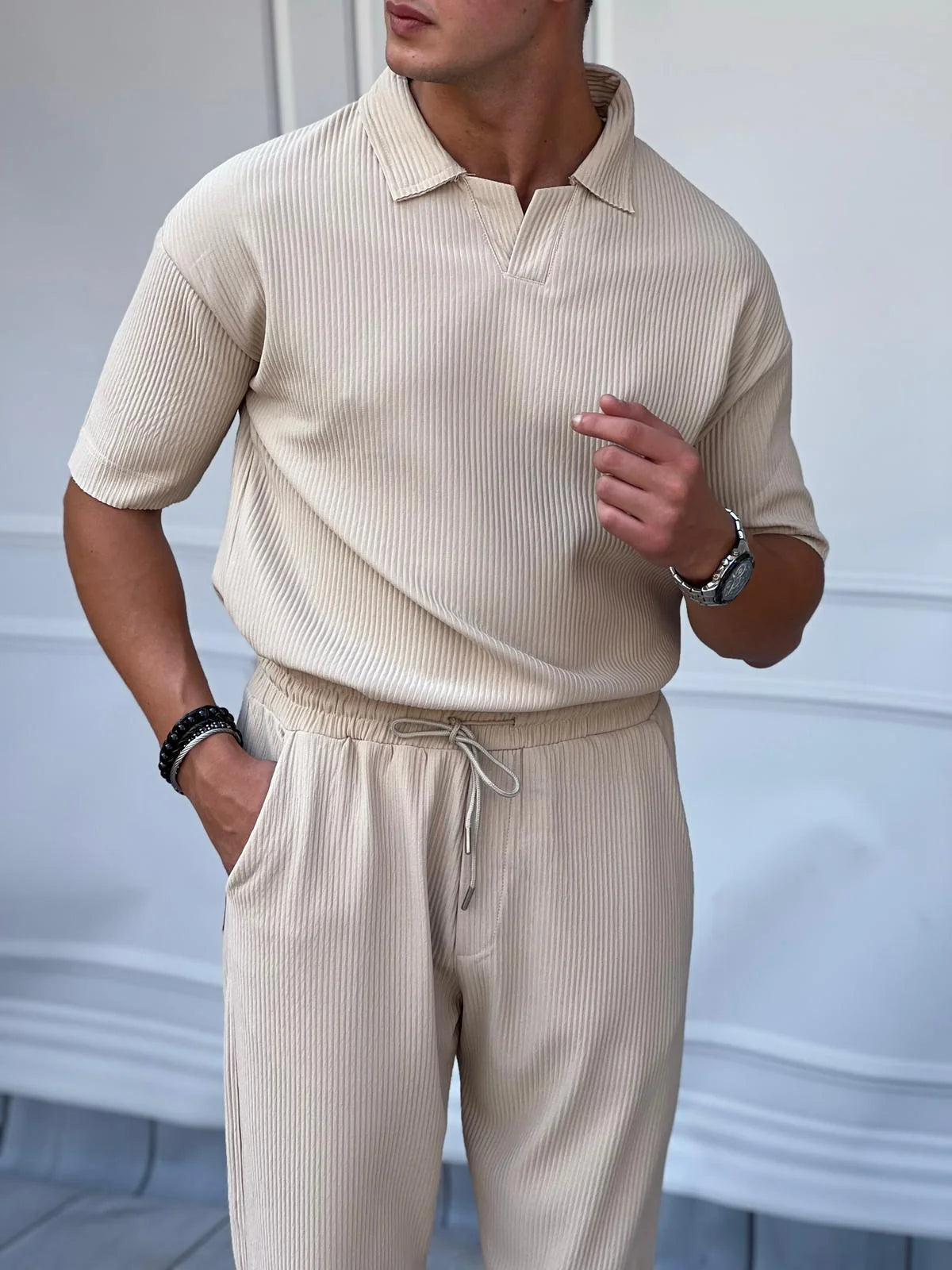 ENSEMBLE PANTALON & T-SHIRT CÔTELÉ