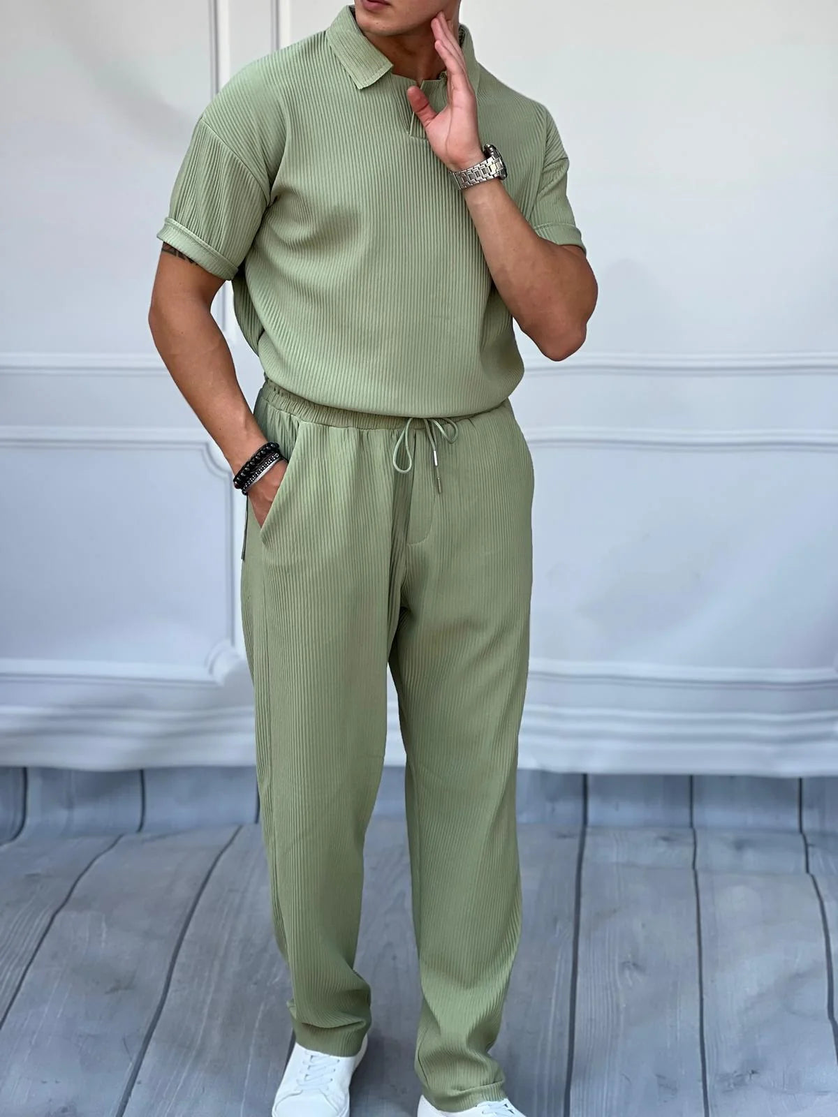 ENSEMBLE PANTALON & T-SHIRT CÔTELÉ