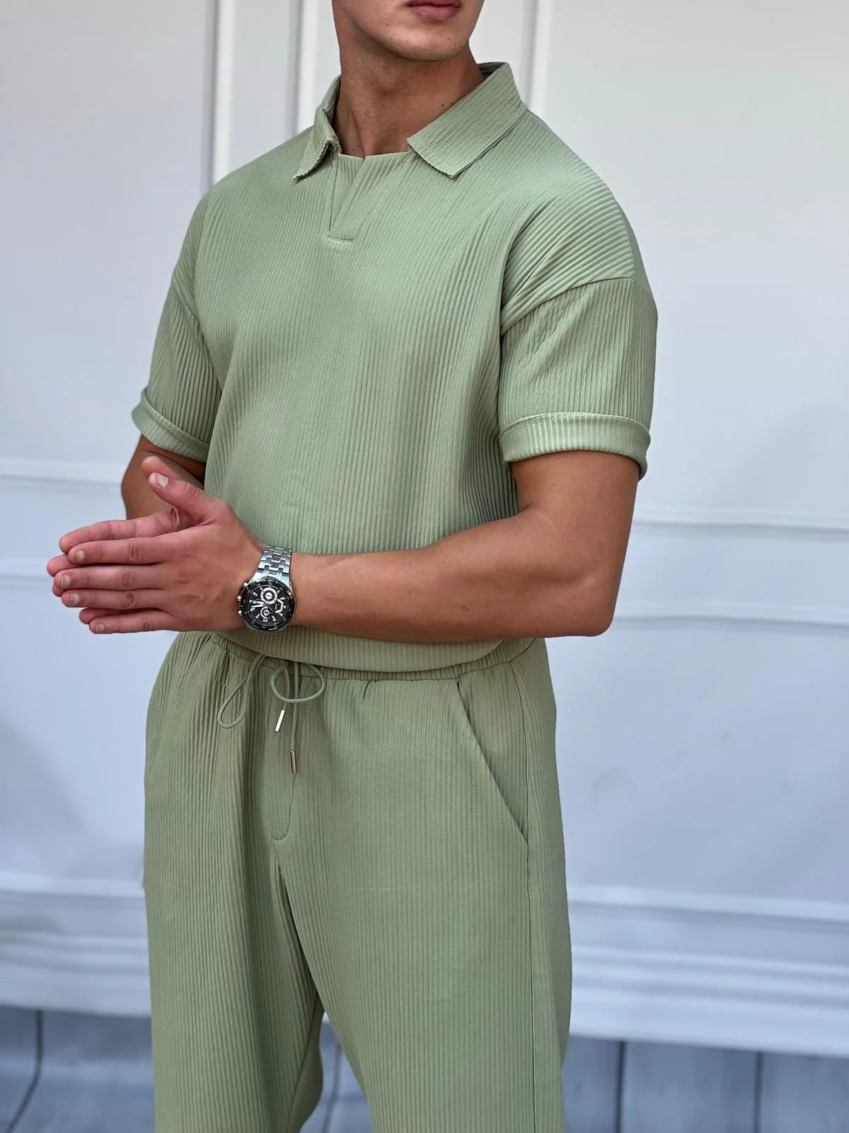 ENSEMBLE PANTALON & T-SHIRT CÔTELÉ